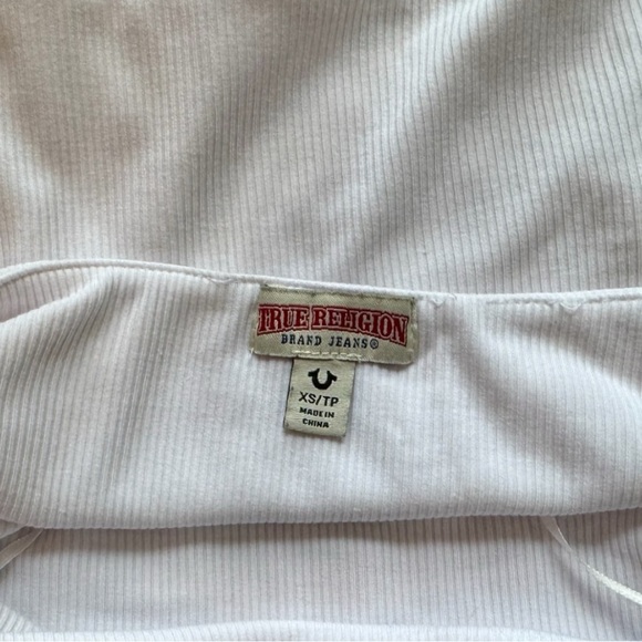 True Religion World Tour Strapless Tube Top XS Ribbed Logo Bandeau - Picture 8 of 12